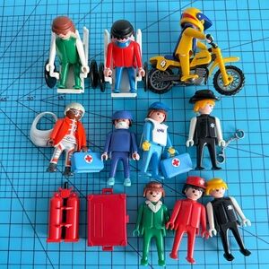 vintage Playmobil figures and accessories hospital bike